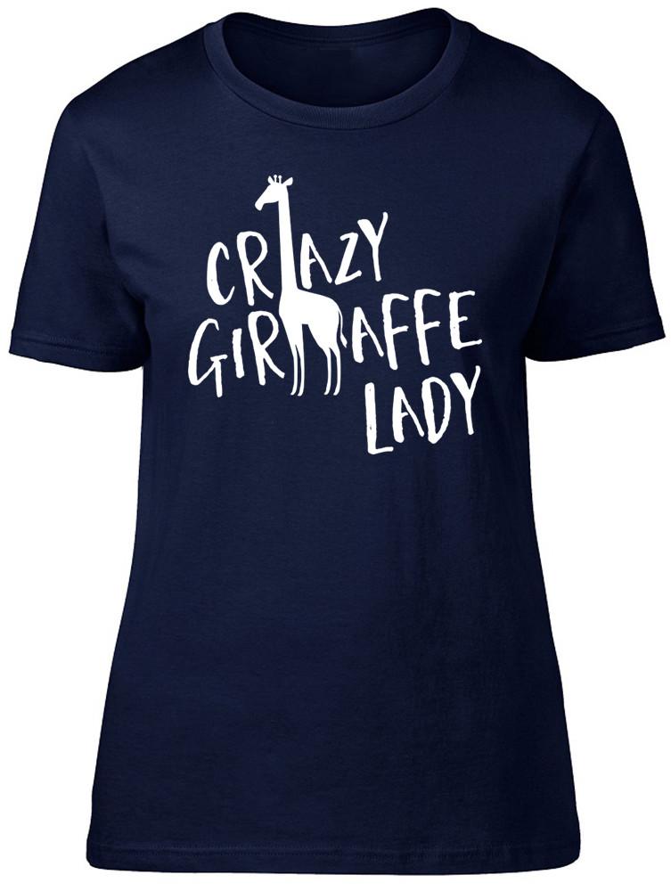 Crazy Giraffe Lady Ladies Unisexs Fitted TShirt Animal Birthday Gift Tee