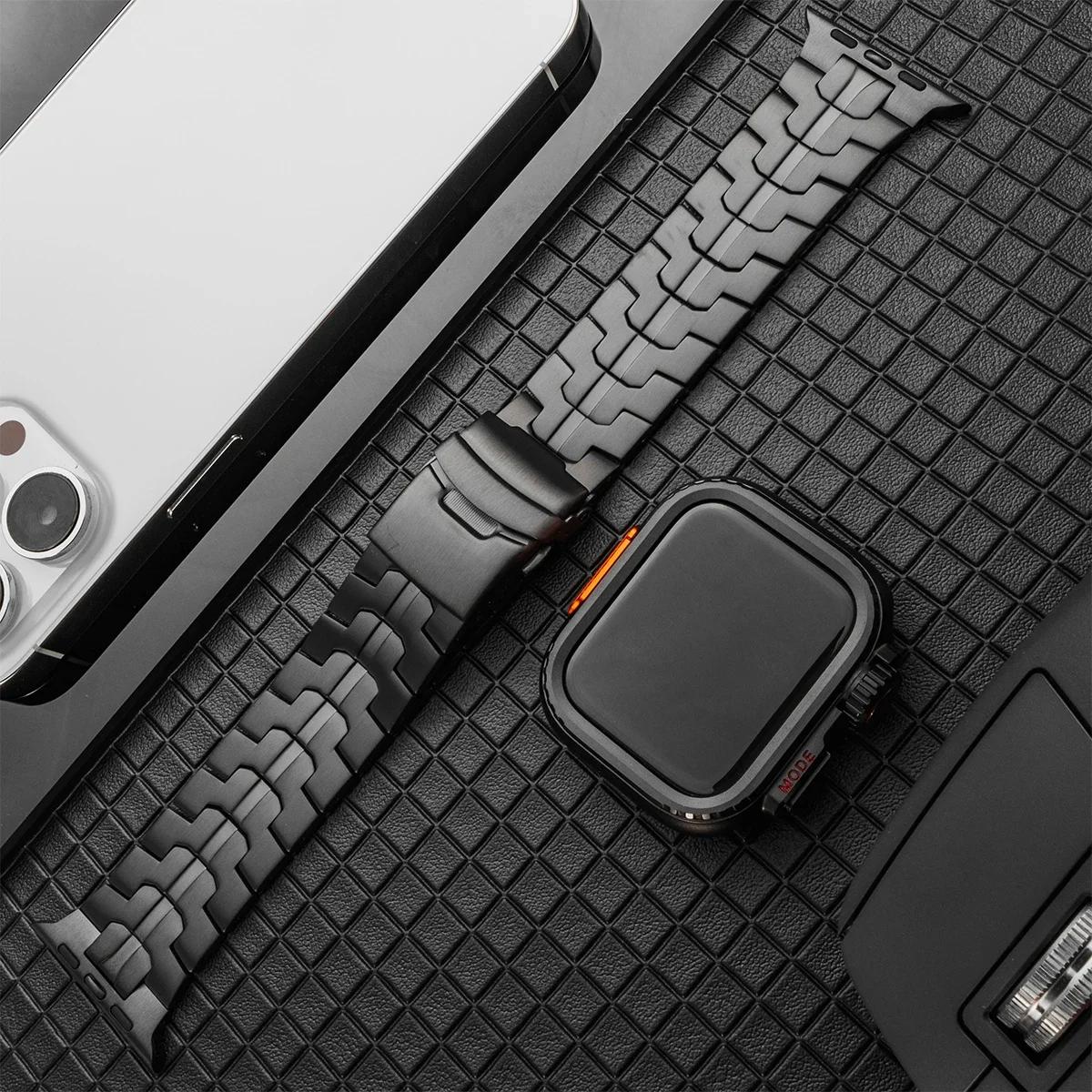 

Розкішний титановий браслет + корпус для Apple Watch Ultra ремінець 44 мм 45 мм 46 49 мм титановий конектор для IWatch серій 10 9 8 7 6 5 4 46mm series 10