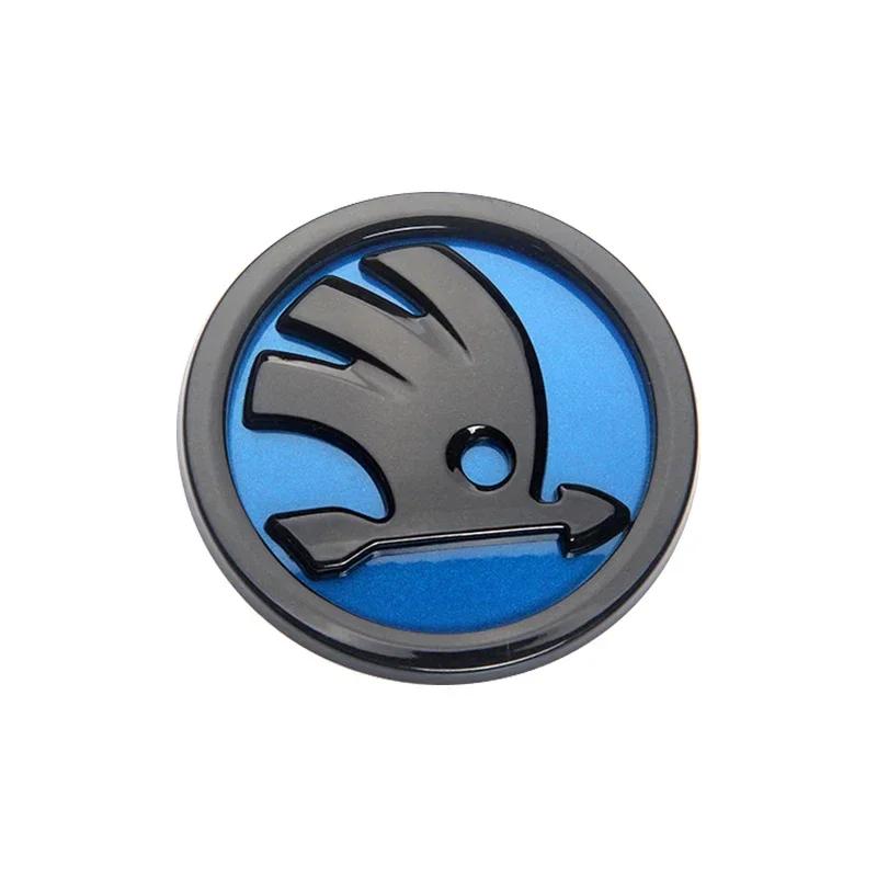 Skoda 2026 Hot 2pcs 80mm/90mm 3D Car Emblem Badge Hood Front Rear Trunk Logo For Skoda Fabia 1 2 Octavia A7 RS Superb Rapid Yeti