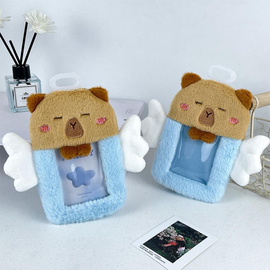 Capybara Delightful Angel Plush Card Bag For Student Meal Card And Id Wallet