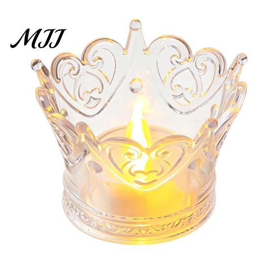 Led Candle Holder Crown LED Tea Light, Flameless Faux Crystal Night Cafe Soft Decoration Romantic Wedding Party Decor, Creative Gift for Birthday