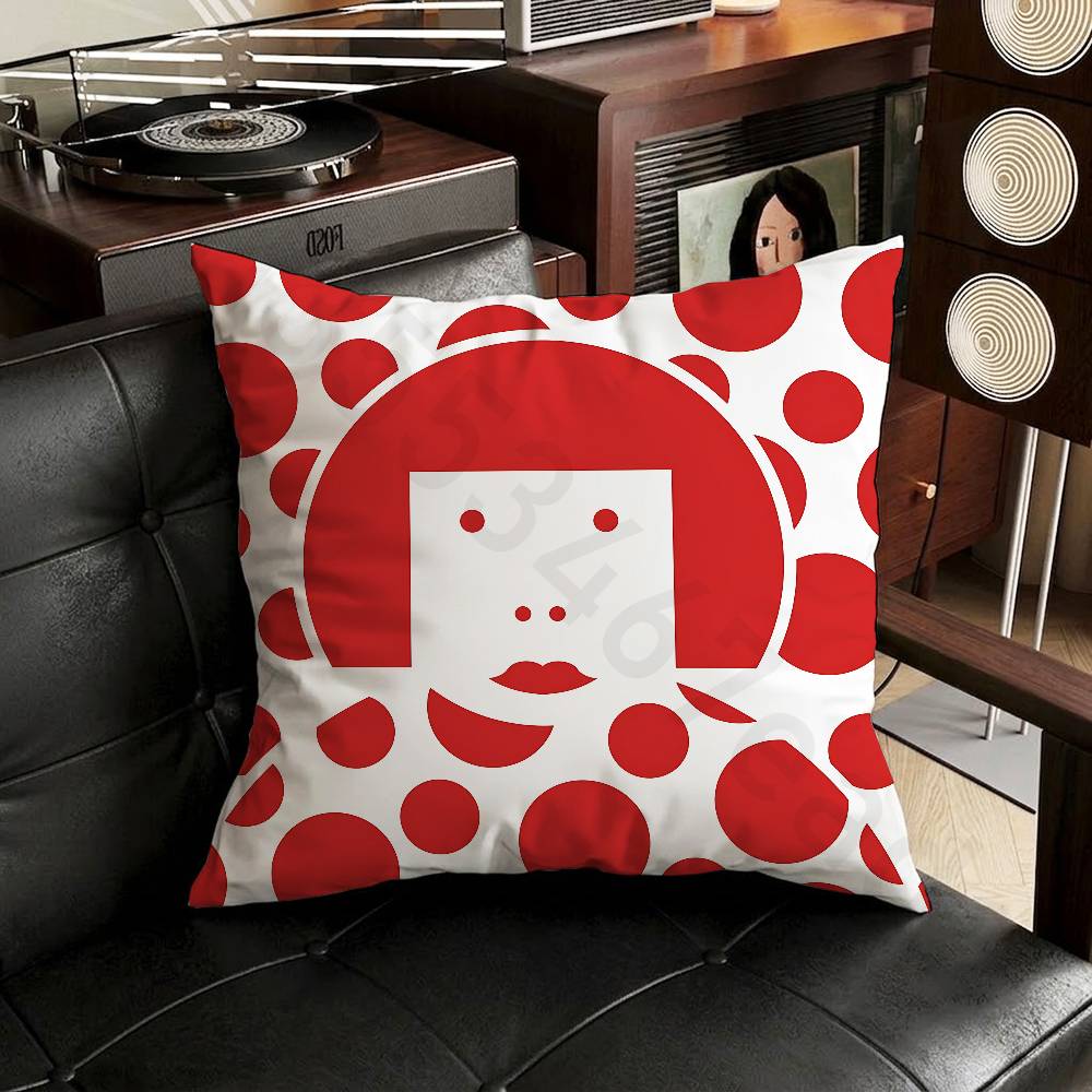 YYayoi Art KKusama Pillow Case Square DoubleSided Printing Short Plush Sofa Cushion Cover Bedroom Bedside Pillow