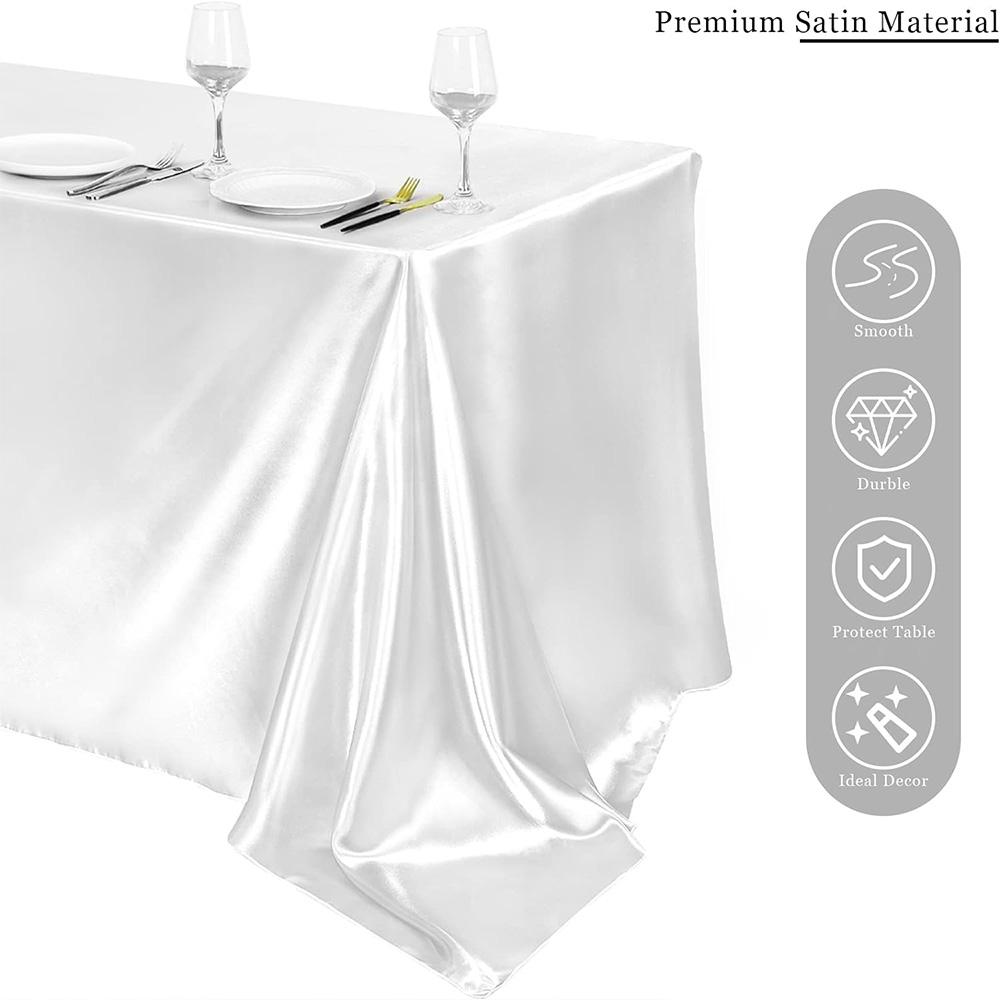 6 Stück Satin-Tischdecke Unifarbe Längsschnitt Rechteck 58 x 108 Zoll Glatte Überlage Tischdecke für Hochzeitsparty Restaurant Bankett