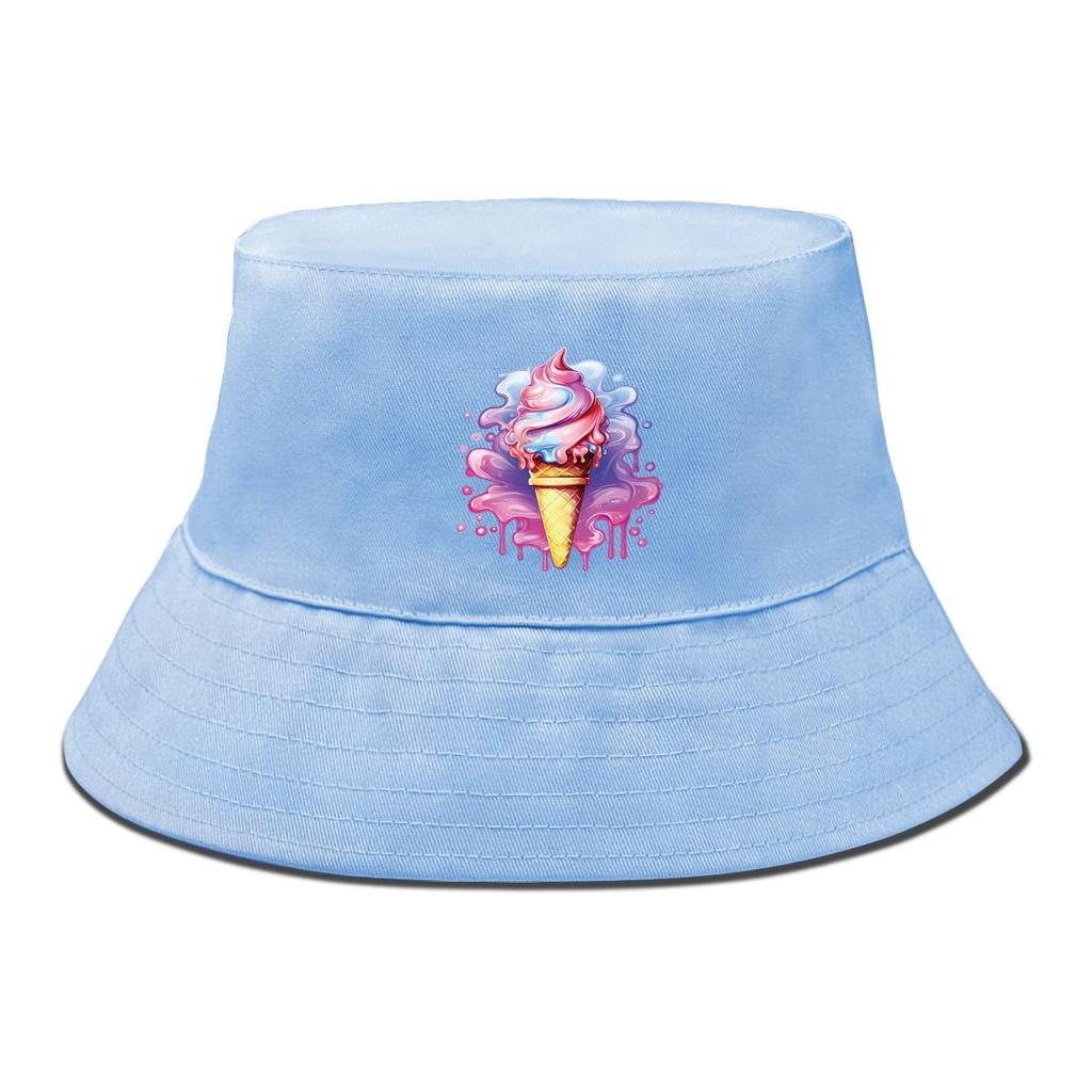 Fischerhut mit lila Eisdruck, Damen Hut faltbar Mode Polyester Beckenmütze