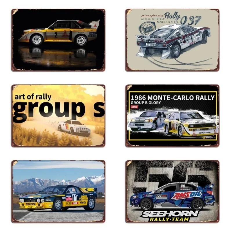 Racing Car 1985 Race Rally Metal Tin Sign Plaque Poster for Bar Club Wall Retro Home Vintage Wall Plate 12x8 Inch