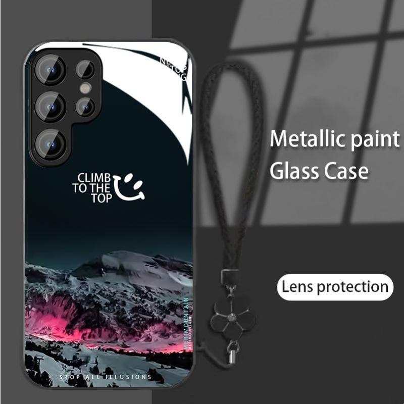 Snow Mountain Is Suitable for Samsung S24ULTRA Mobile Phone Case S23 Glass Mirror S22 Trendy Brand A52A54 Boys New A14