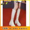 Thick-soled Thick-heeled Boots 2025 Autumn and Winter New High-heeled Cream Boots V-mouth But Knee Knight Boots Ins Tide