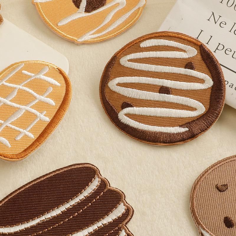 Original Embroidery Label Embroidery Sticker Cartoon Food Biscuit DIY Hand Account Patch Sticker Accessory Cloth Sticker