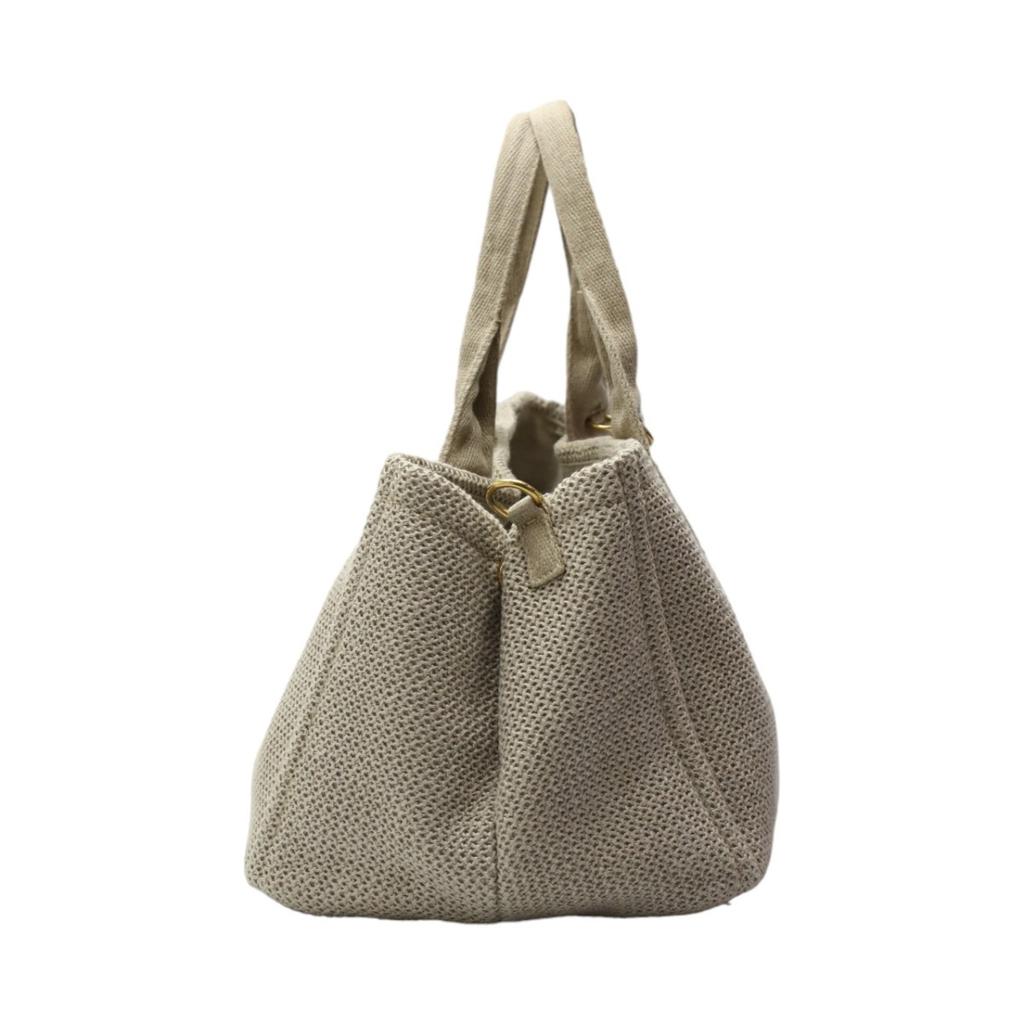Prada Canvas Canapa Tote Bag Canvas Beige Women Used