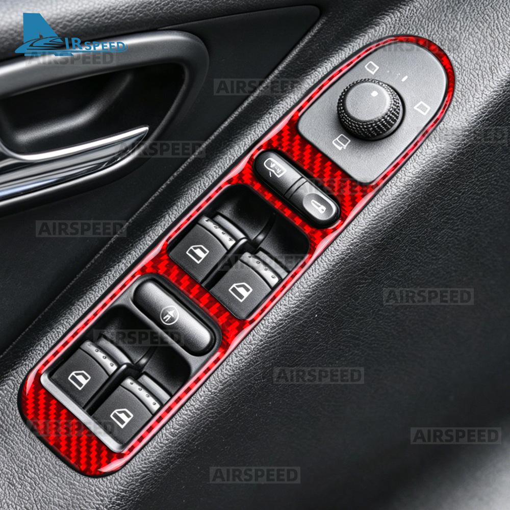 Real Soft Carbon Fiber Sticker Car Window Switch Frame For Seat Leon MK1 1M 1999 2000 2001 2002 2003 2004 Trim Accessories