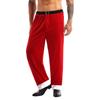 Mens Santa Claus Pants Christmas Cosplay Costume Red Soft Velvet Long Loose Trousers