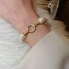 New Arrival Retro Light Luxury Elegant Zircon Circle Pearl Bracelet for Women Fashion Sweet Crystal Jewelry Party Gifts