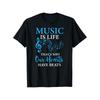 Men's Vintage Music Note & Sound Wave Graphic T-Shirt - Cotton Relaxed Fit Crew Neck Tee with "Music Is Life" & "That's Why Our Hearts Have Beats"