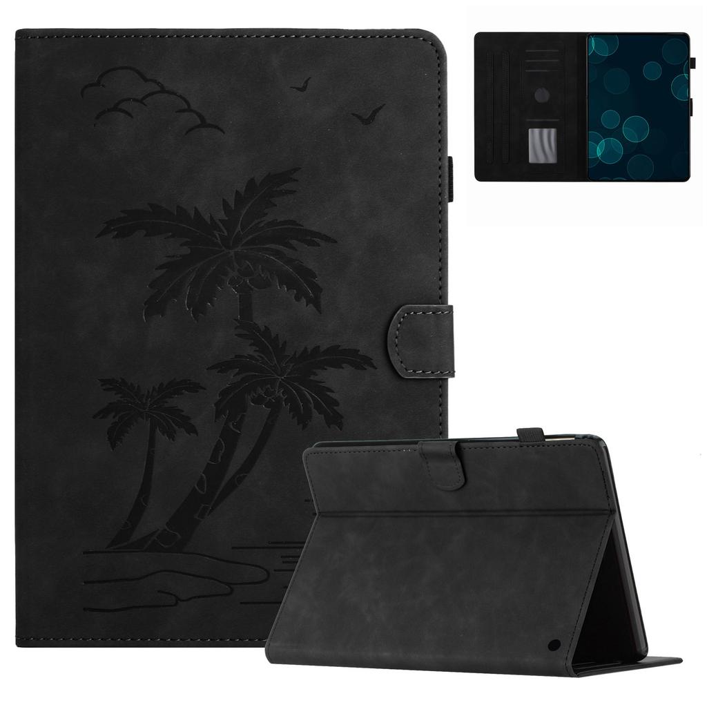 For Amazon Fire Max 11 Case PU Leather Viewing Stand Coconut Tree Tablet Cover with Card Holder