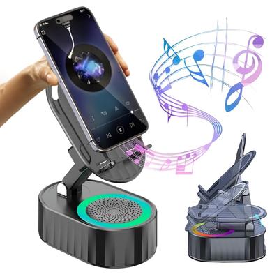 Wireless Induction Audio Stand Speaker 5-in-1 Mobile Phone Stand with Emergency Charging with Colourful Ambient Light 300°