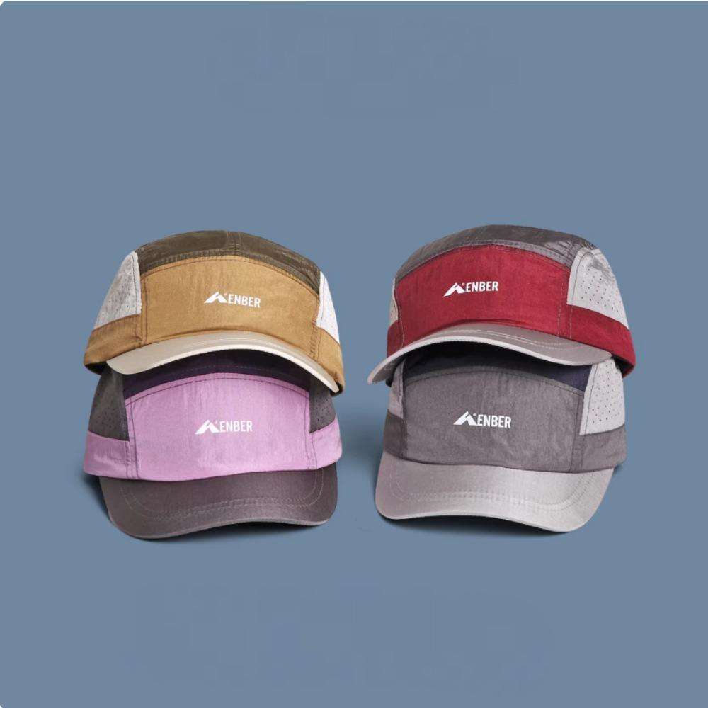 Short Brim Mesh Baseball Cap Unisex Quick-Dry Color Block Print Outdoor Hat for Sports Running Cycling