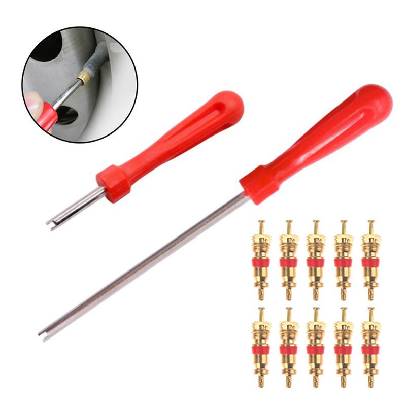 Tire Valve Core Removal Tools Wrench Plastic Handle Iron Plated Wrench Core