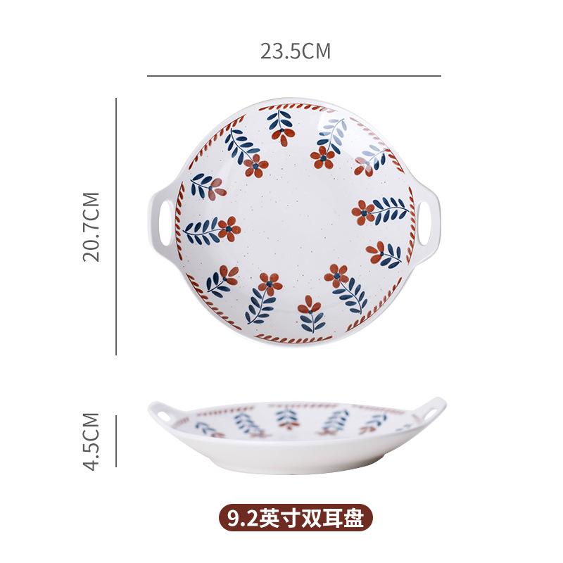 Japanese Retro Underglaze Ceramic Dishes Tableware Set Bowl Noodle Bowl Soup Bowl Vegetable Plate Western Food Bowl Light Luxury Retro