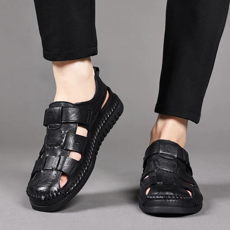 Echte Leder Sommer Sandalen für Herren Lässiger Römischer Stil Outdoor Strand Schuhe Bequeme Herren Schuhe für Frühling und Herbst