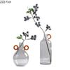 Transparent Gray Glass Vase Hydroponics Plant Pot Table Decoration Flowers Arrangement Floral Vases Room Aesthetic Decor