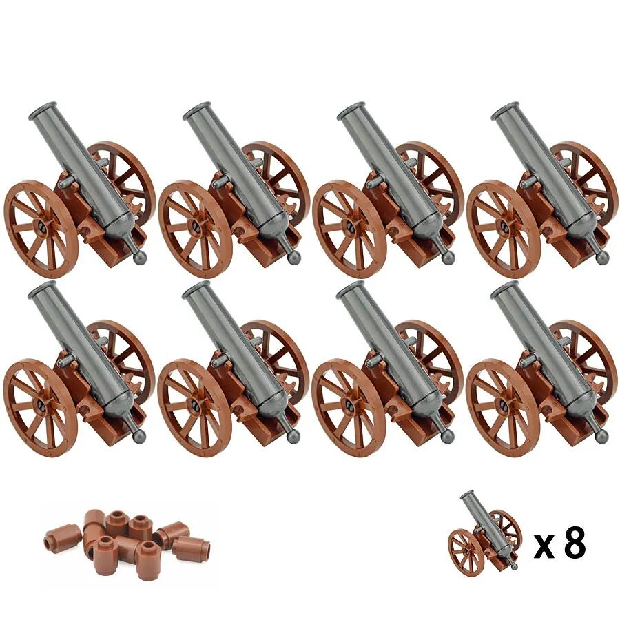 Military WW2 Bricks Parts 2527 Weapon Cannon Base Shells Figure Shooting Cannons with Cannonballs Pirate Boat Land Force Blocks