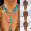 Retro Western Cow Hat Necklace Chain Pack With Turquoise And Alloy Accents For Women