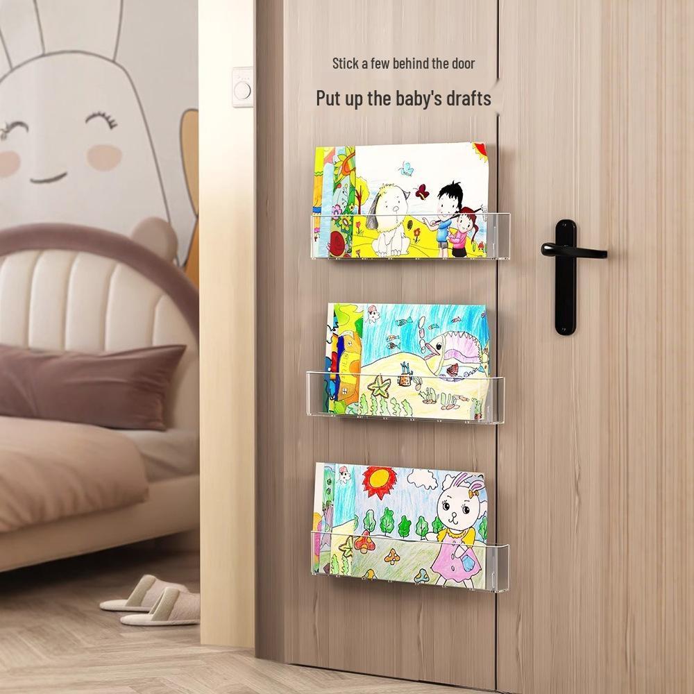 Children's No-Punch Wall-Mounted Bookshelf & Storage Display