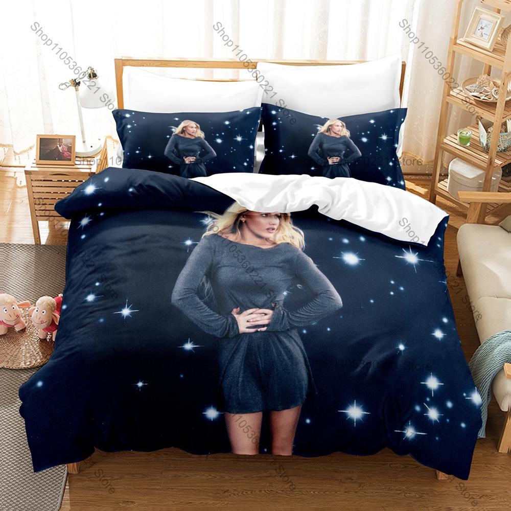Housse de couette Freya Skye + 2 taies d'oreiller, Ensemble de literie imprimé chanteuse actrice britannique Tissu doux Décoration de chambre à coucher Cadeau pour la famille de Freya