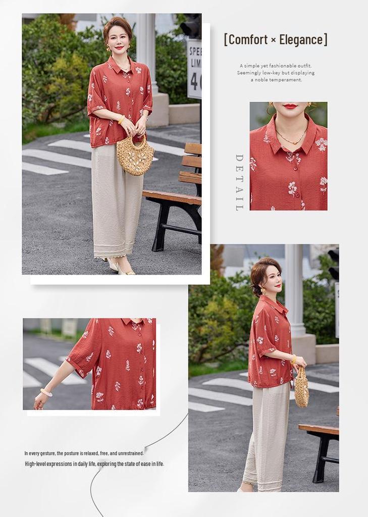 Women's 100% Linen Embroidered Blouse, Stylish & Elegant, Three-Quarter Sleeves, Loose Fit, Slimming, Summer Lightweight.
