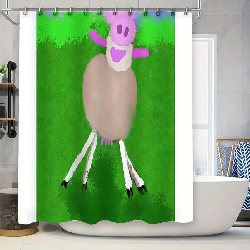 Farm Animal Shower Curtain Rustic Cow Print Bathroom Decor Farmhouse Shower Curtain Vintage Country Kitchen Decor Wall Hanging 90x180cm