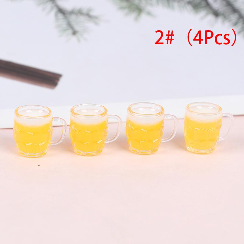 

4 шт. 1:12 кукольных миниатюрных пивных бокалов из смолы, модель маленькой чашки, декор для кукольного дома as the picture