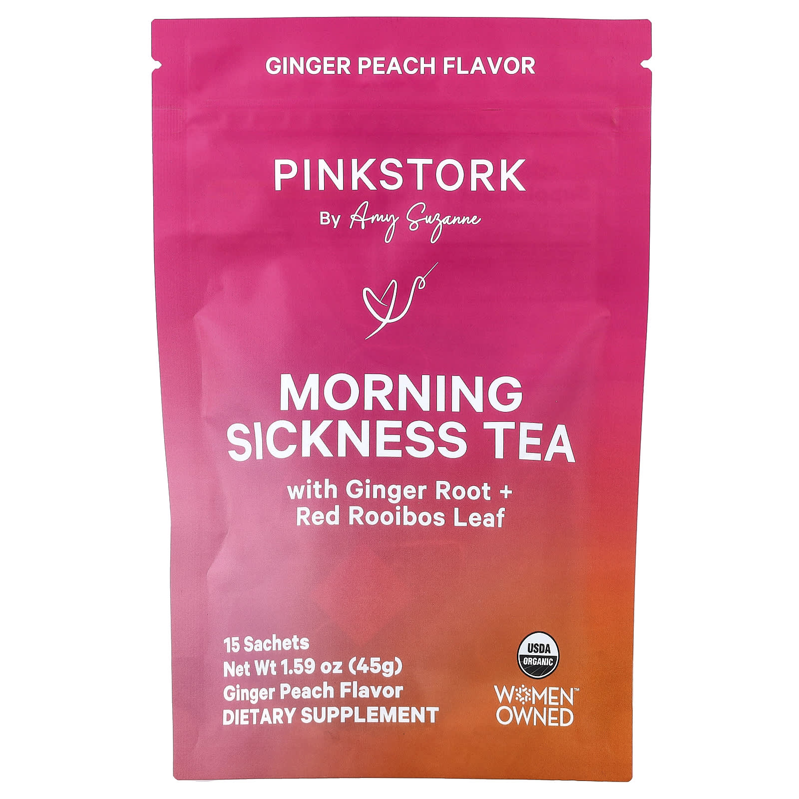 

Pink Stork, Morning Sickness Tea, Ginger Peach, 15 Packets, 45g (1.59oz)