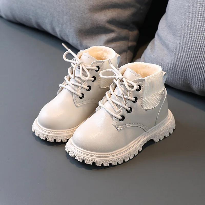 Style Children's Snow Boots Girls Boys Plush Short Boots Casual Warm Ankle Shoes Kids Sneakers for Kids I07086