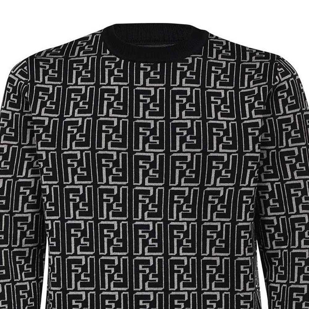 Fendi Sweaters Men's Black Crew Neck Thickened Other FZX009ALJZF0UZ0