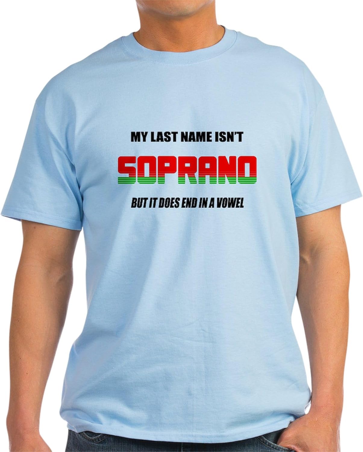 

CafePress My Last Name Isn t Soprano Light T Shirt Men s 100% Cotton, Classic Graphic White T-Shirt 5XL різнокольоровий
