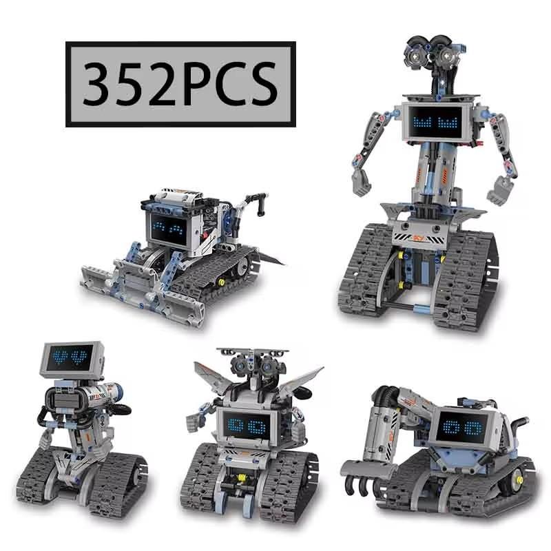 Moc 352Pcs 5 In 1 Creative Electric Rc Interstellar Robot Model Assembly Diy Building Blocks Children'S Puzzle Toy Gift