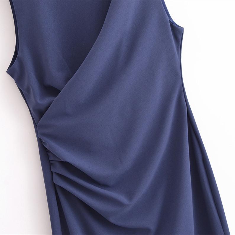 Spring 2025 Women's Pleated Midi Dress - Slim Fit with Waist-Gathering Design