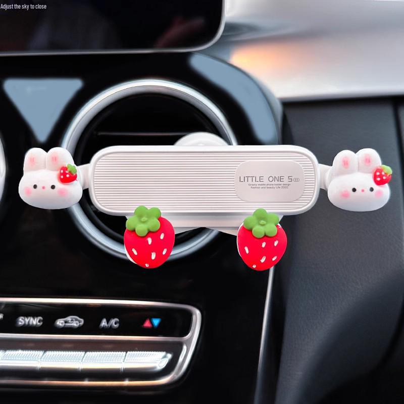 Uchwyt samochodowy do telefonu królik Anti-Shake na kratkę wentylacyjną dla dziewczyn
