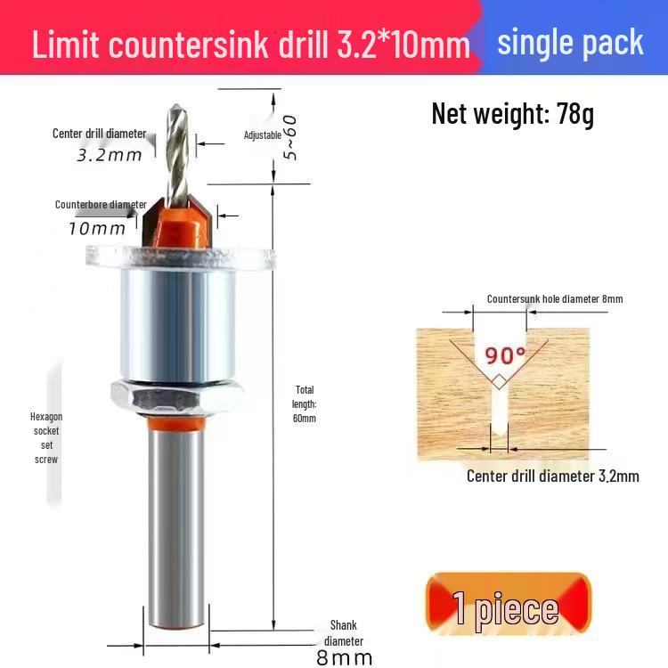 Alloy Head Countersink Drill Bit for Woodworking and Screw Installation