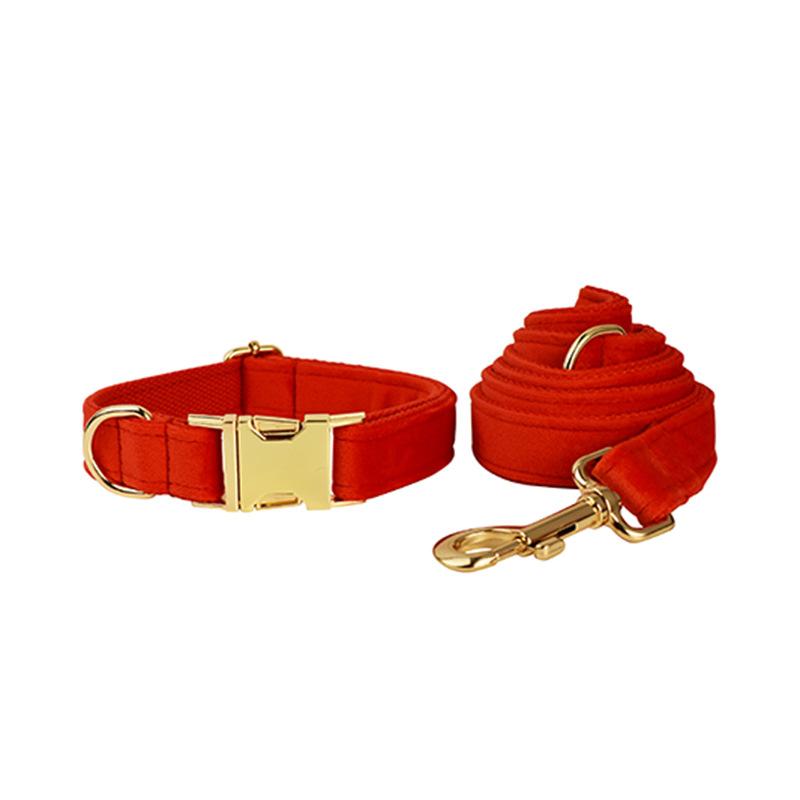 Pet collar red velvet dog leash dog collar XS