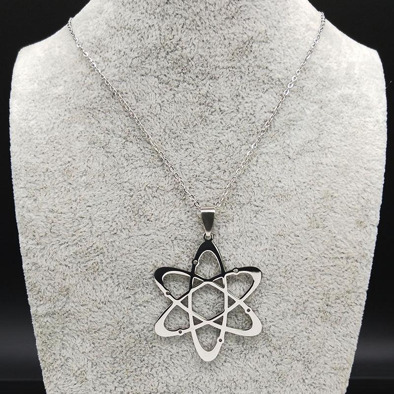 Kohlenstoffatom Physik Chemie Anhänger Halskette für Damen Herren Edelstahl Wissenschaft Chemische Kette Schmuck collares N612S02