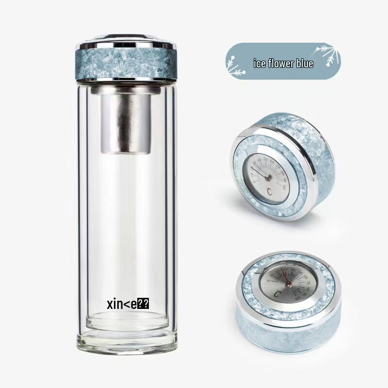 Xinke XTi-2007 Portable Double-Layer Borosilicate Glass Tea Cup with Filter
