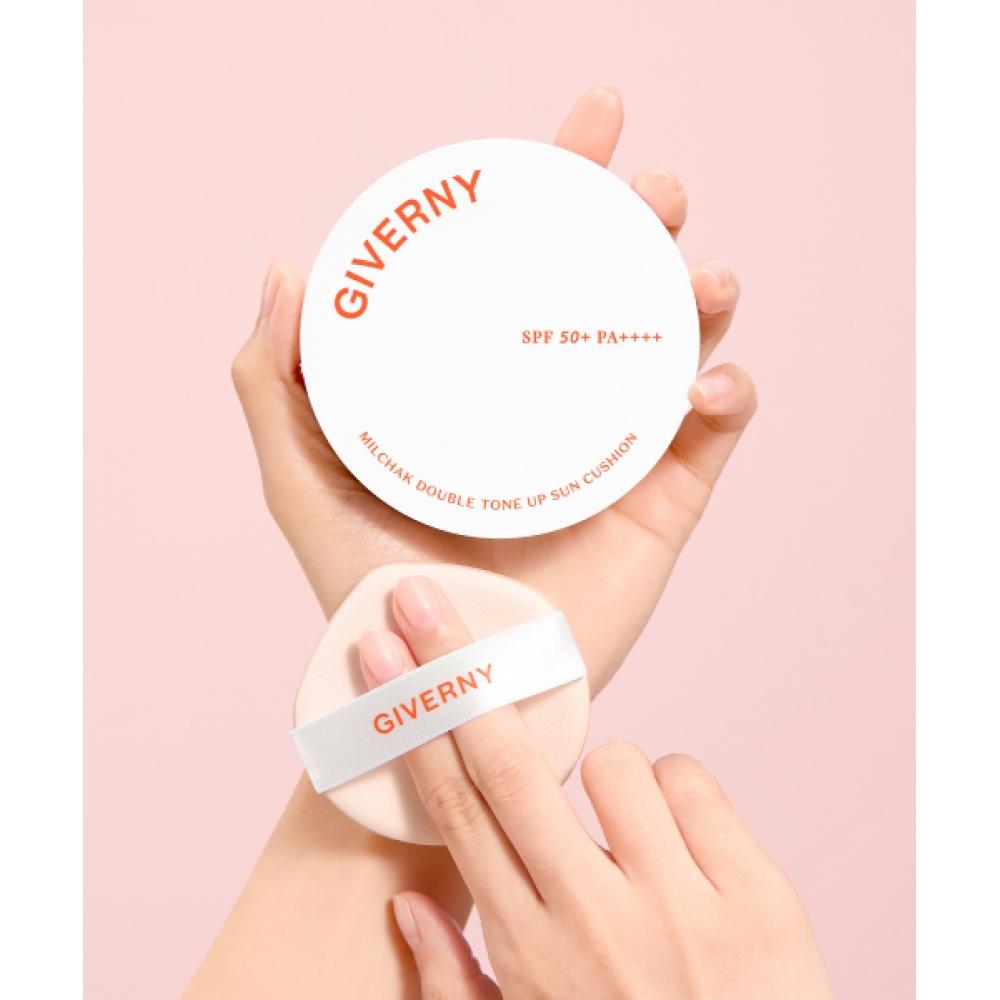 Giverny Close Fit Double Tone Up Sun Cushion Clear Ivory 25g Large Capacity