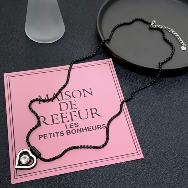 Sweet Heart Pendant Necklace Female Temperament Collarbone Chain Korean Student Adjustable Chain Y2k Aesthetic Jewelry