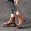 The First Layer of Cowhide Cigarette Boots for Women In the Autumn and Winter of 2025, the New One-pedal Genuine Leather Thick-soled Chelsea Boots, Le
