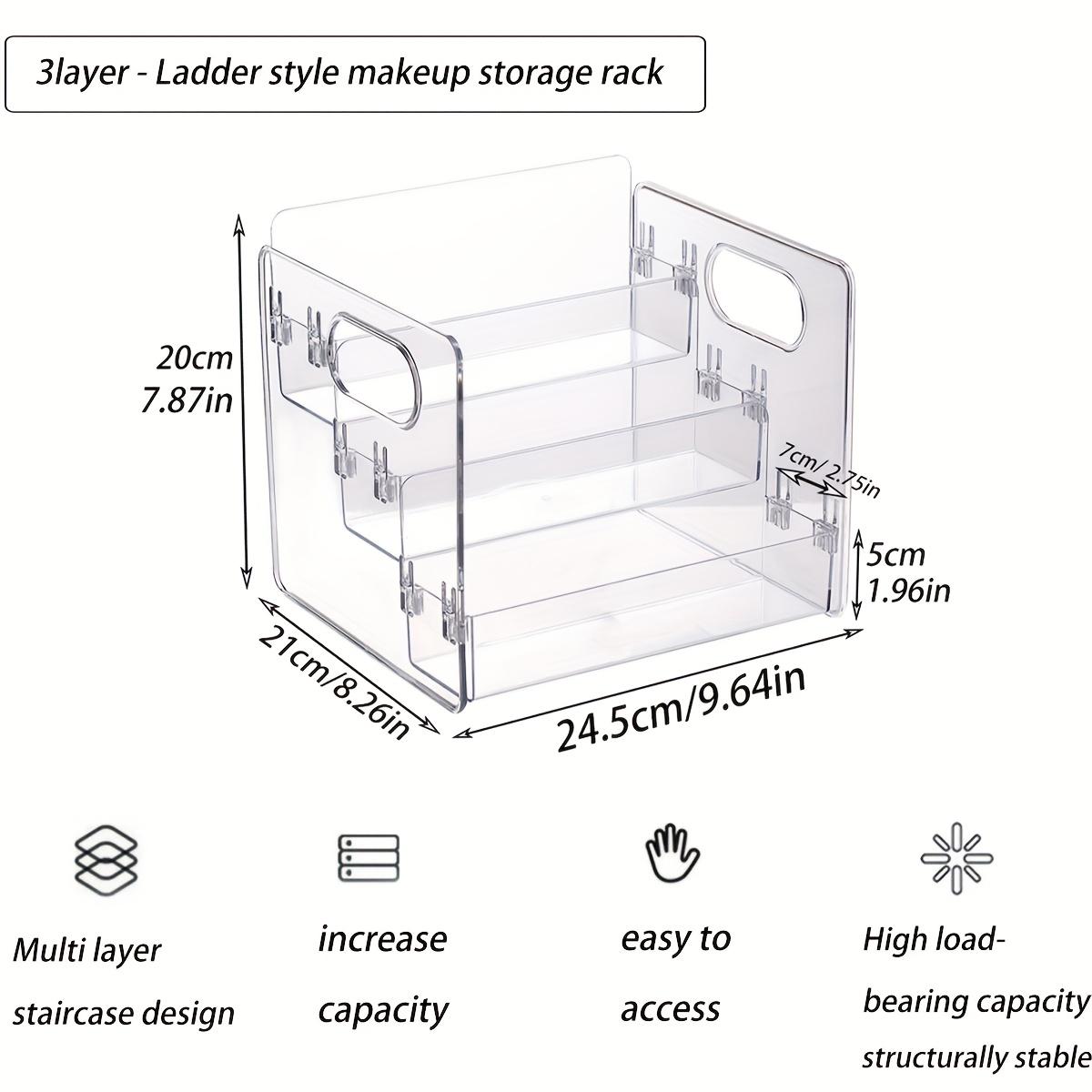 1pc transparent acrylic cosmetic storage rack threelayer snap detachable handheld cosmetic container skincare desktop organizer