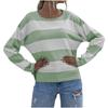Autumn and winter new women's clothing casual loose knitted sweater striped color matching crew neck sweater