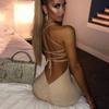 Módní Sexy Bez Zad Čtvercový Výstřih Šle Jednobarevné Zlatý Samet Rozparek Bodycon Šaty pro Ženy Evropské Americké