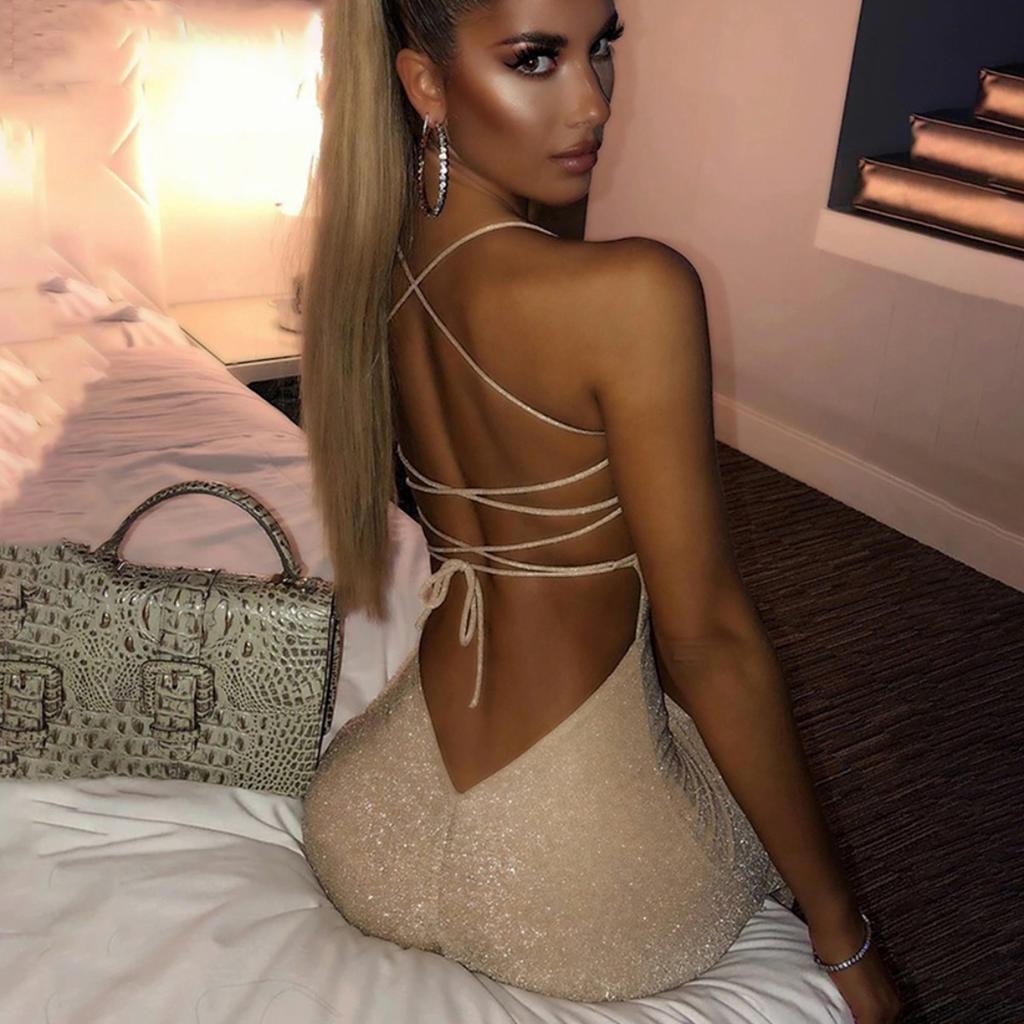 Módní Sexy Bez Zad Čtvercový Výstřih Šle Jednobarevné Zlatý Samet Rozparek Bodycon Šaty pro Ženy Evropské Americké