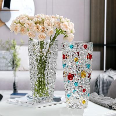 Vaso di Vetro Rotondo Colorato a Pois Vaso per Fiori Bottiglia di Vetro Colorato Terrario Accessori Decorativi per la Casa